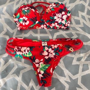 Strappy Tropical Floral Hollister Bikini